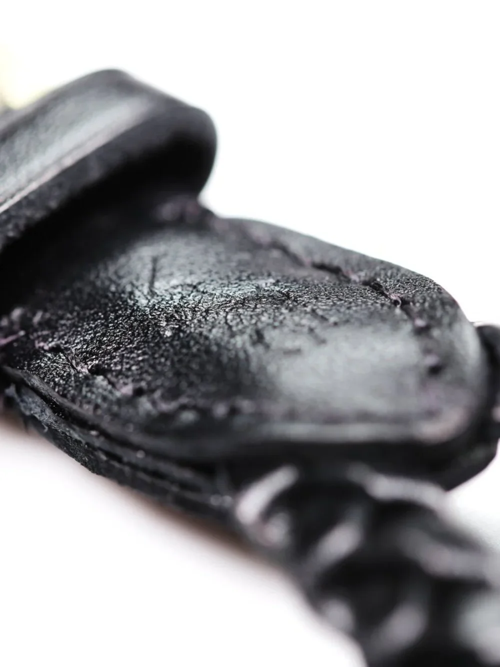 NWT Polo Ralph Lauren Braided Black Leather Keychain Key Fob Gold Tone